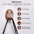 Indian Shelf 6 Lb- 6 Pieces Decorative Wood Adhesive Wall Hooks–Boho Peel and - Image 5