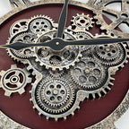 The B-Style Large Real Moving Gears Wall Clock 30 Inch Rustic Retro Industrial - Image 2