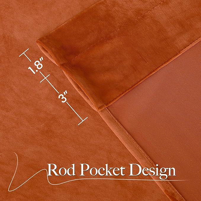 NICETOWN Orange Velvet Curtains 84 inch Long - Image 7