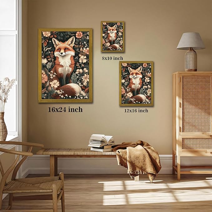 Framed 3D Textured Vintage Wall Art, Hand Drawn Sandstone Fox Wall Decor - Image 4