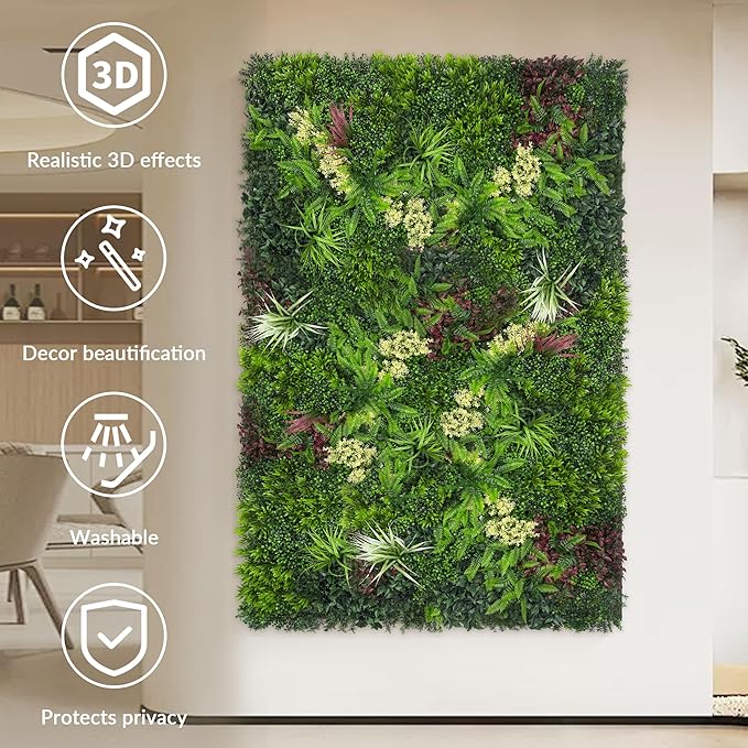 Artificial Ivy Boxwood Roll: 80"x120" UV Resistant Green Leaves Faux - Image 3