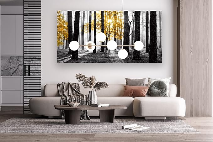 Cao Gen Decor Art S06375 Wall Art Canvas Painting Yellow Tree in Black and - Image 6