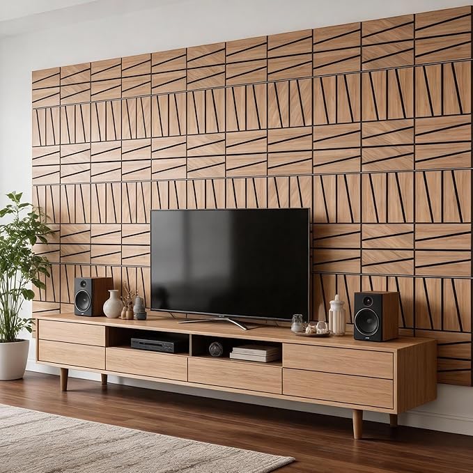 WoveN SounD Artisan Acoustic Wall Panels, 16 Pack 12x12 Inch, PVC Wood Grain - Image 8