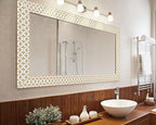 FLFK Wallpaper Border Gold and White Patterns Peel and Stick Wall Border Self - Image 3