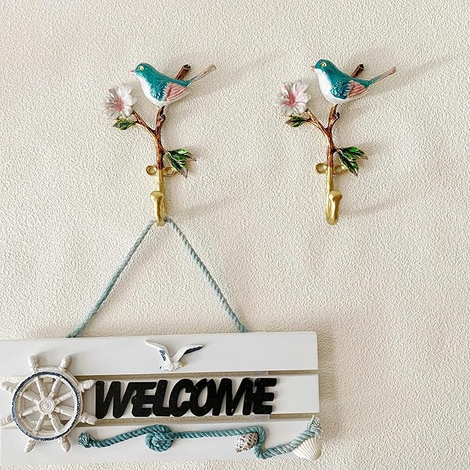 2 Pack Decorative Wall Hooks, Vintage Bird Shaped Metal Wall Hook - Image 5