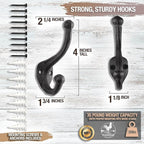 My Fancy Farmhouse Rustic Cast Iron Coat Hooks Wall Mounted Farmhouse - Image 3