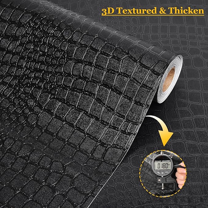 Fititem Black Peel and Stick Wallpaper 472inL 17.3inW Black Contact Paper - Image 4