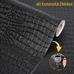 Fititem Black Peel and Stick Wallpaper 118inL 17.3inW Modern Black Crocodile - Image 4