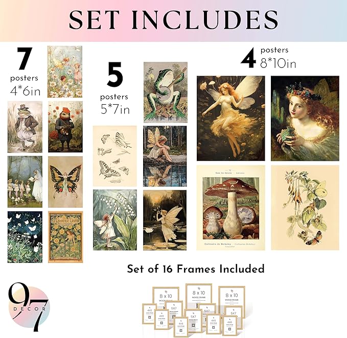 97 Decor FRAMED 16PCS Vintage Fairycore Decor - Image 2