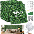 28Pcs Artificial Grass Wall Panels 10" x 10" Faux Boxwood Green Wall UV by Unknown