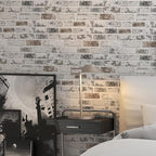 Brick Wallpaper Peel and Stick Wallpaper 17.3"x590" Grey and White 3D Brick - Image 7