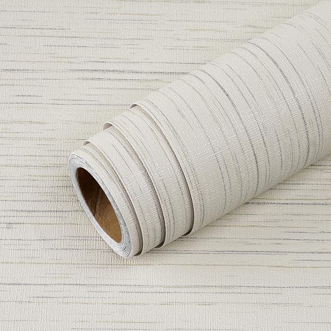 Livelynine Taupe Grasscloth Peel and Stick Wallpaper Textured Neutral Faux - Image 6