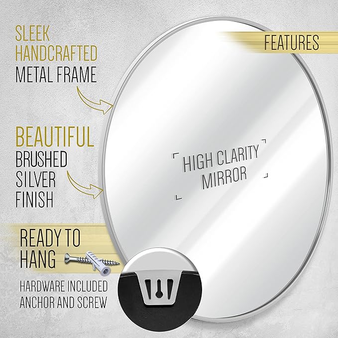 HBCY Creations Medium Round Mirror, Living Room and More, Modern Minimalist - Image 5