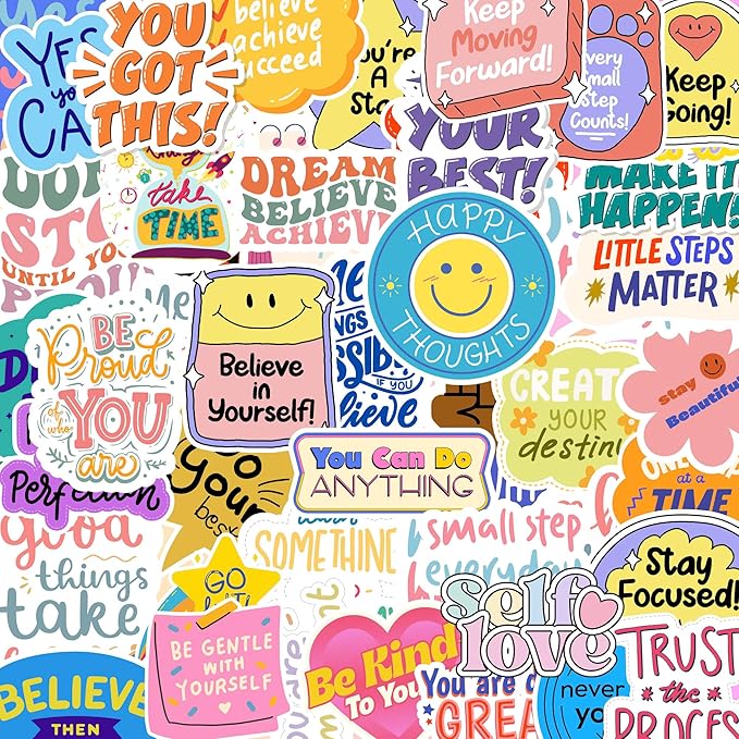Motivational Stickers - Vinyl Inspirational Stickers for Water Bottle Laptop Decal Positive Qoute Encouraging Stickers Afirmations Encouragement Encouraging Gift Idea for Student Kids Teen