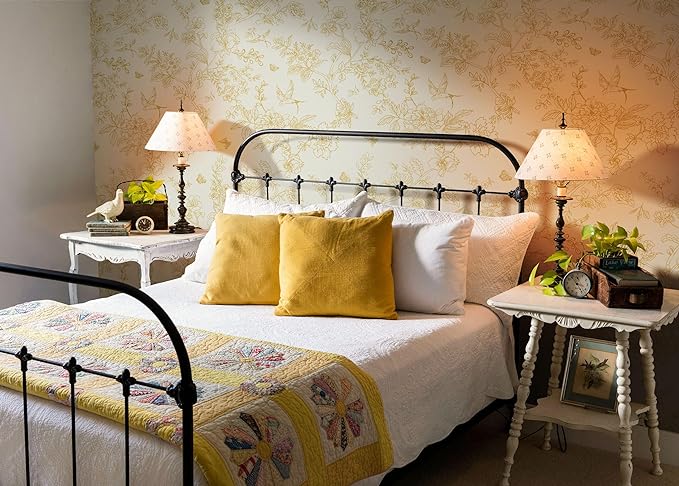 Froluya Cream White and Gold Floral Wallpaper Peel and Stick Wallpaper - Image 5