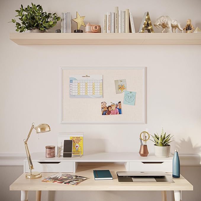 U Brands Farmhouse Linen Bulletin Board, Wall Mounted Pin Board - Image 7