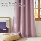 NICETOWN Pink Faux Linen Room Darkening Rod Pocket Curtains 63 inch Length - Image 3