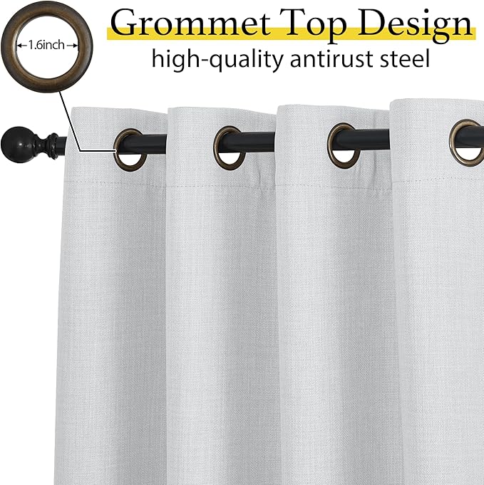 NICETOWN Faux Linen Valances, Short Cafe Curtains Kitchen Tiers, Room Darkening - Image 3