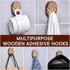 IndianShelf 6 Lb- 24 Pieces Decorative Wood Adhesive Wall Hooks–Boho Peel and - Image 6