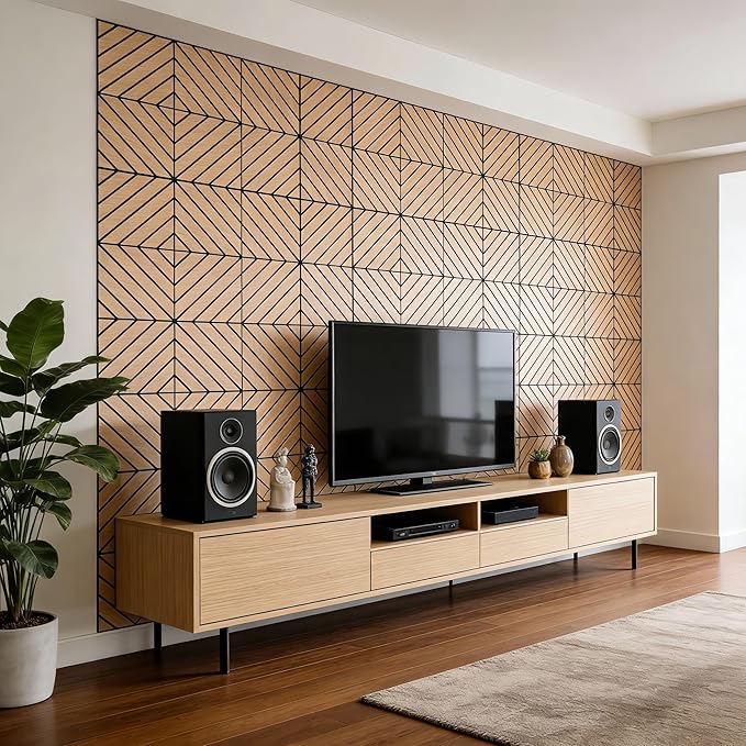 WoveN SounD Artisan Acoustic Wall Panels, 16 Pack 12x12 Inch, PVC Wood Grain - Image 7