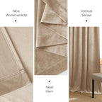 NICETOWN Beige Velvet Curtains 84 inches 2 Panels Set, Thermal Insulated Heavy - Image 6