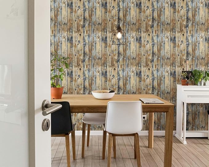 FLFK Rustic Wood Wallpaper, Peel and Stick Wood Grain Wall Mural - Image 4