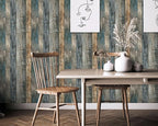 FLFK 16" x 384" Wallpaper Peel and Stick Blue-Gray Wood Contact Paper - Image 4