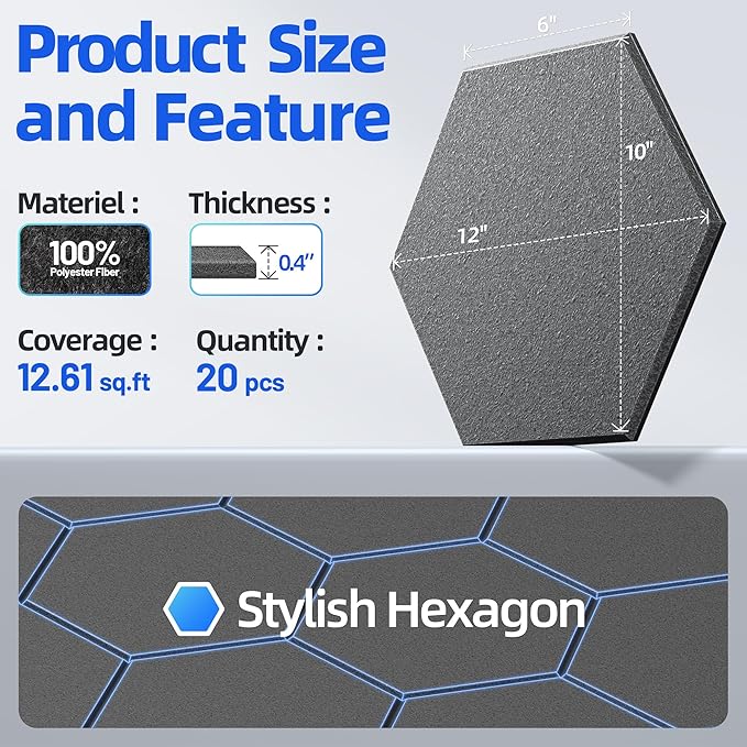 20 Pack Hexagon Acoustic Panels - Image 5