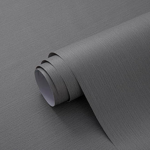 24"x393" Grey Grasscloth Peel and Stick Fabric Textured Contact Paper Linen by LVSHI