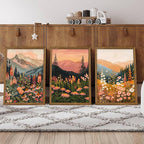 WRFON Botanical and Flower Canvas Wall Art, Framed Mountain Landscape Wall Art - Image 4