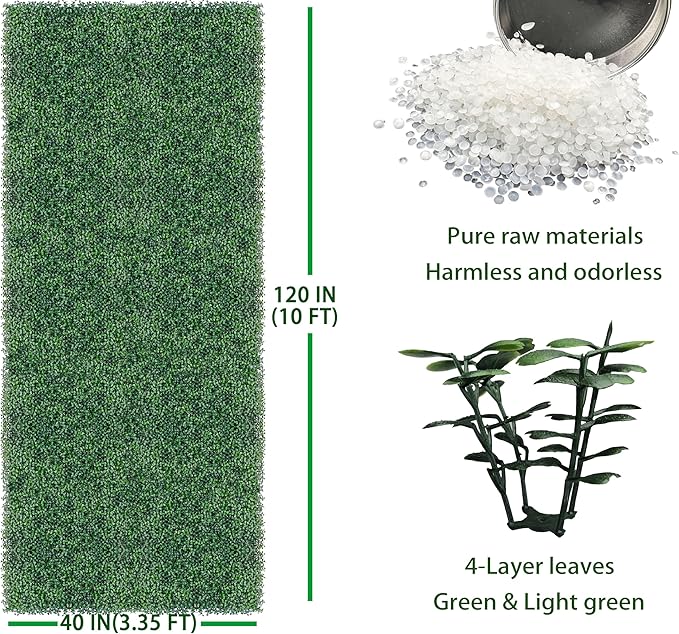 ODTORY Artificial Boxwood Roll Panels:40 X 120 in UV-Anti More Dense Greenery - Image 2