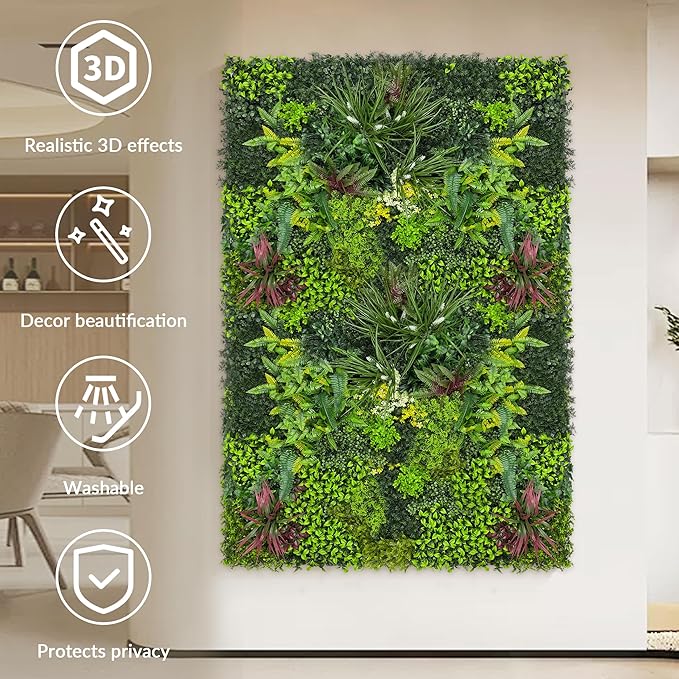 Artificial Plant Wall Boxwood Roll: 48"x120" UV Resistant Green Leaves Faux - Image 3