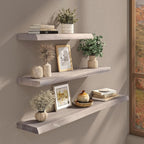 Live Edge Floating Shelves Set of 2, 24 Inch Solid Elm Wood Wall Shelves - Image 2