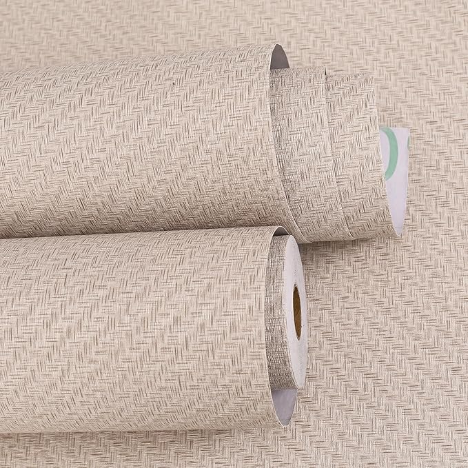 Haimin Fabric Wallpaper Textured Contact Paper Grasscloth Wallpaper Peel and - Image 8
