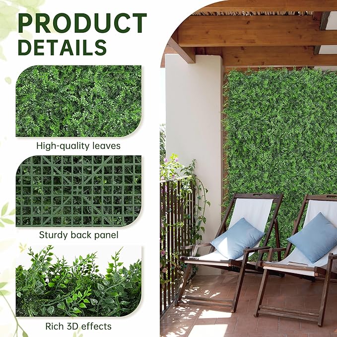 Artificial Green Wall Panels: 40"x120" Boxwood Hedge Green Wall Decor Backdrop - Image 3