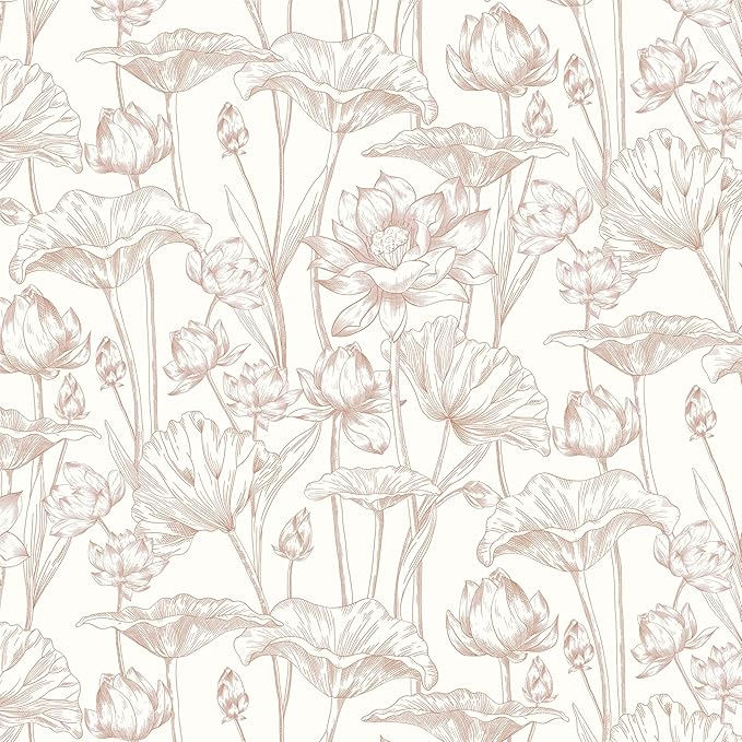 Timeet Floral Peel and Stick Wallpaper White and Pink Vintage Contact Paper 16" by Timeet