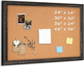 Cork Bulletin Board, Rustic Black Wooden Frame, Hanging Pin Board by QUEENLINK