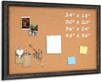 Cork Bulletin Board, Rustic Black Wooden Frame, Hanging Pin Board by QUEENLINK