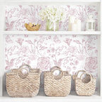 Yasinet Pink Floral Wallpaper Boho Peel and Stick Wallpaper Pink and White - Image 6