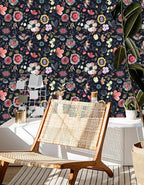Wallpaper Peel and Stick Floral Wall Paper Removable Waterproof Blue/Red/Yellow - Image 2