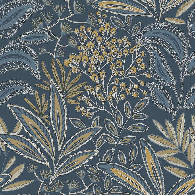 Safiyya Blue Vintage Floral Wallpaper Peel and Stick Contact Paper 17.3" x 197" by SAFIYYA
