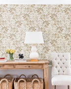 Erfoni 16.9" x394" Beige Floral Peel and Stick Wallpaper Boho Floral Leaf - Image 8