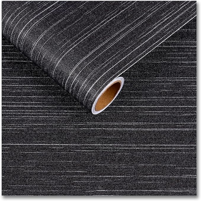 CRE8TIVE Black Grasscloth Wallpaper Peel and Stick Textured Black Wallpaper by CRE8TIVE