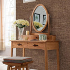 Brown Grasscloth Peel and Stick Wallpaper 17.3"x120" Faux Linen Textured - Image 7