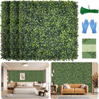 Artificial Grass Wall Panel Screen: 10"x10" 24P UV-Anti Faux Boxwood Panels by BHXCL