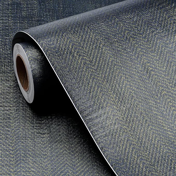 FunStick 24"x394" Removable Gold Dark Blue Textured Wallpaper Peel and Stick - Image 7