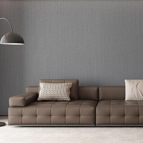 24"x393" Grey Grasscloth Peel and Stick Fabric Textured Contact Paper Linen - Image 2