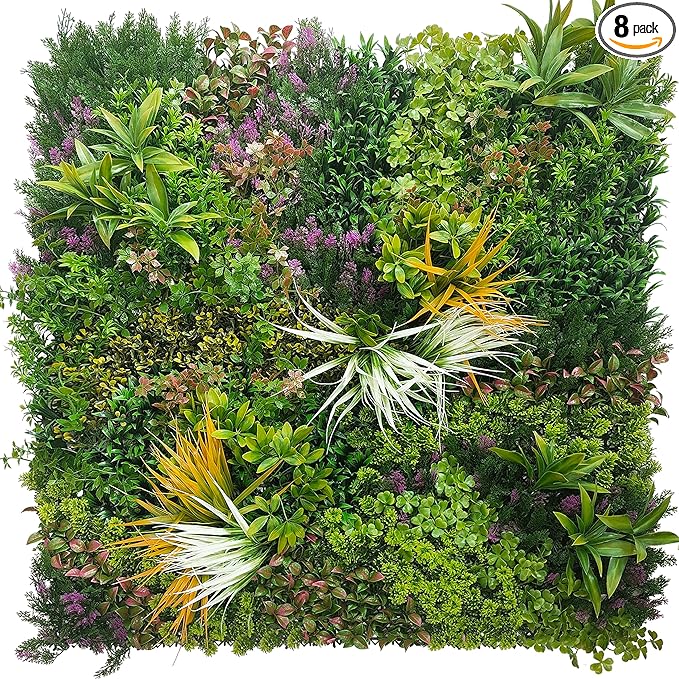 ODTORY Artificial Greenery Grass Wall Panels: 20''x 20'' 8P UV-Anti Faux Ivy by ODTORYHOME