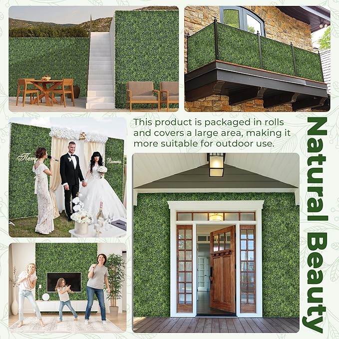 Artificial Boxwood Backdrop Roll: 40"x120" UV-Anti Greenery Faux Grass Hedge - Image 6