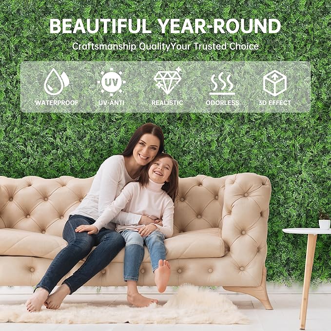 Artificial Green Wall Panels: 40"x120" Boxwood Hedge Green Wall Decor Backdrop - Image 4